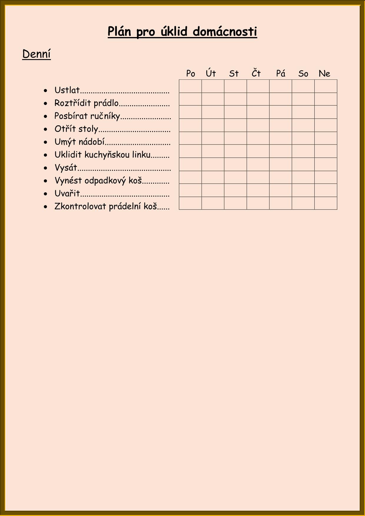 Denní plán pro domácnost